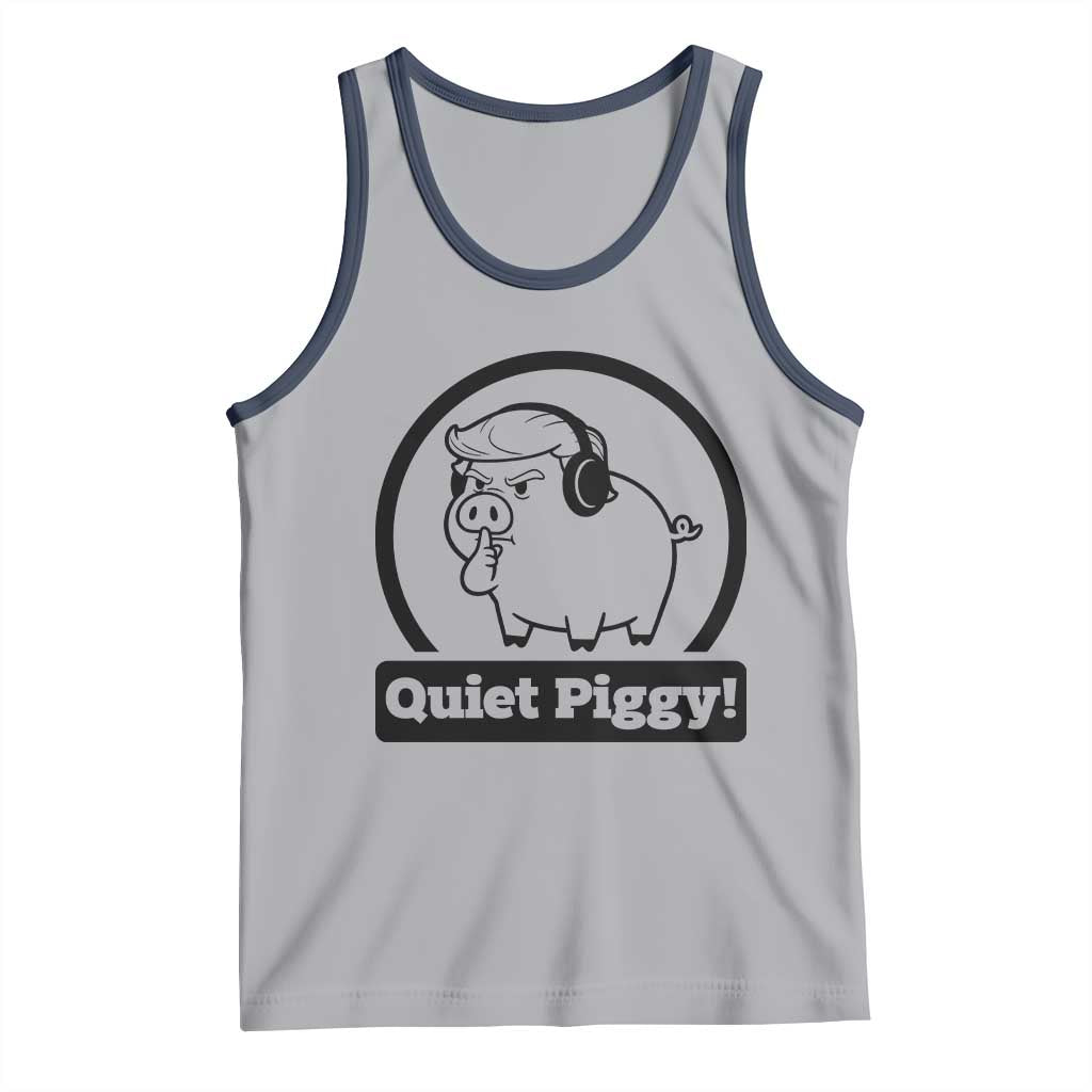 Funny Quiet Quiet Piggy Meme Tank Top Anti Fascist Political Parody Gift TS12 Athletic Heather Navy Print Your Wear