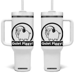 Funny Quiet Quiet Piggy Meme Tumbler With Handle Anti Fascist Political Parody Gift TS12 One Size: 40 oz White Print Your Wear