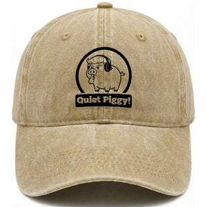 Funny Quiet Quiet Piggy Meme Washed Cotton Baseball Cap Anti Fascist Political Parody Gift TS12 Print Your Wear