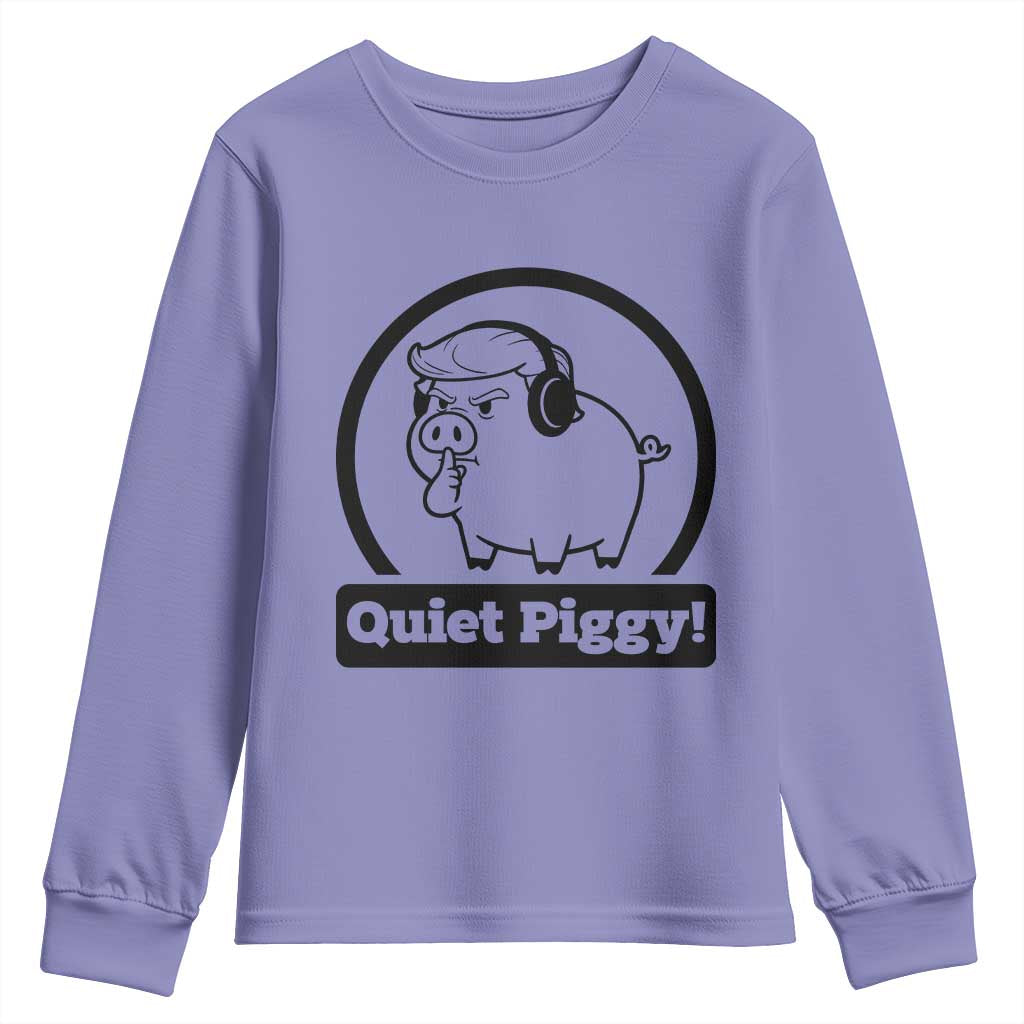 Funny Quiet Quiet Piggy Meme Youth Sweatshirt Anti Fascist Political Parody Gift TS12 Violet Print Your Wear