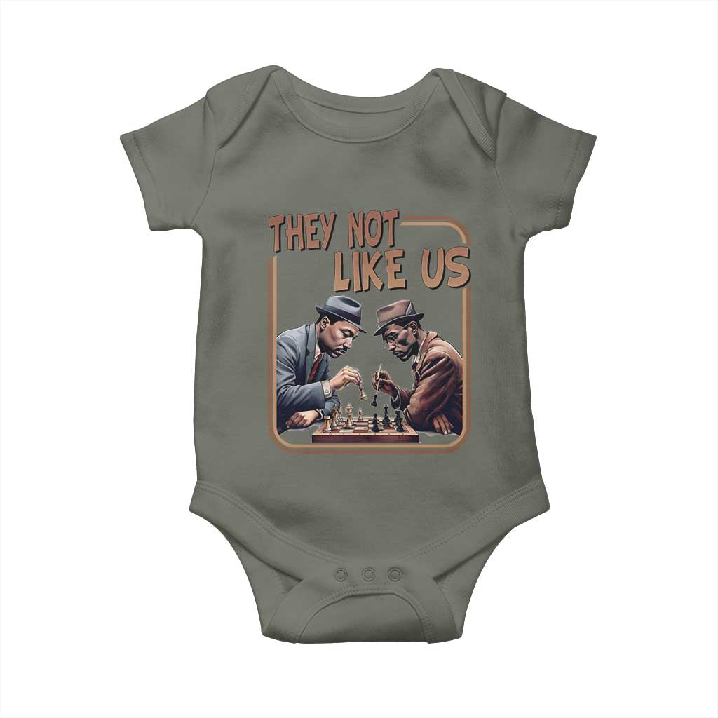 MLK And Malcolm X Baby Onesie They Not Like Us Revolutionary Leaders TS12 Military Green Print Your Wear