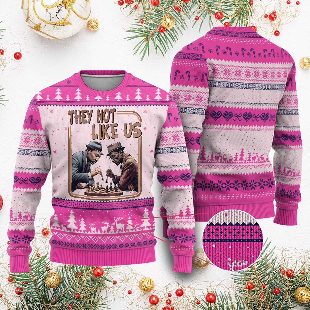 MLK And Malcolm X Ugly Christmas Sweater They Not Like Us Revolutionary Leaders TS12 Hot Pink Print Your Wear