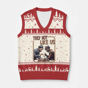 MLK And Malcolm X V-Neck Knit Sweater Vest They Not Like Us Revolutionary Leaders TS12 Beige Red Print Your Wear