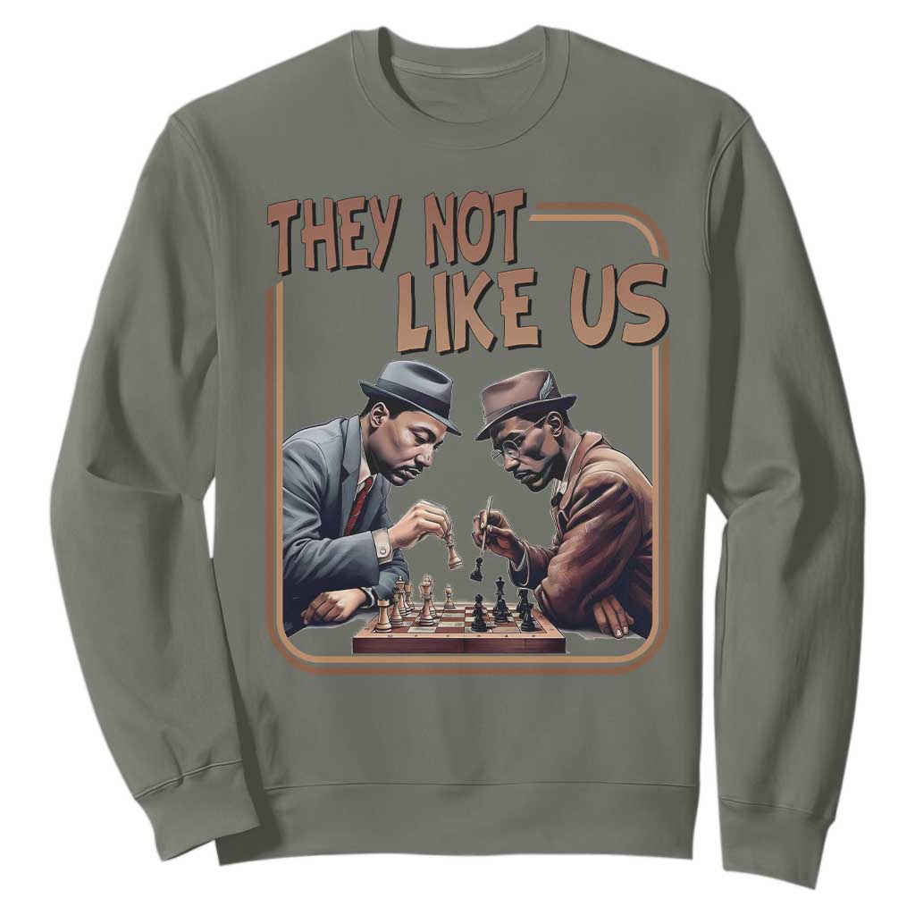 MLK And Malcolm X Sweatshirt They Not Like Us Revolutionary Leaders TS12 Military Green Print Your Wear