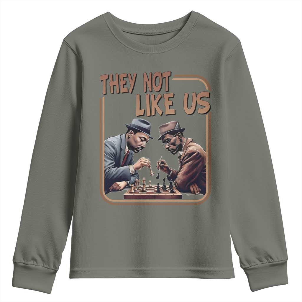 MLK And Malcolm X Youth Sweatshirt They Not Like Us Revolutionary Leaders TS12 Military Green Print Your Wear