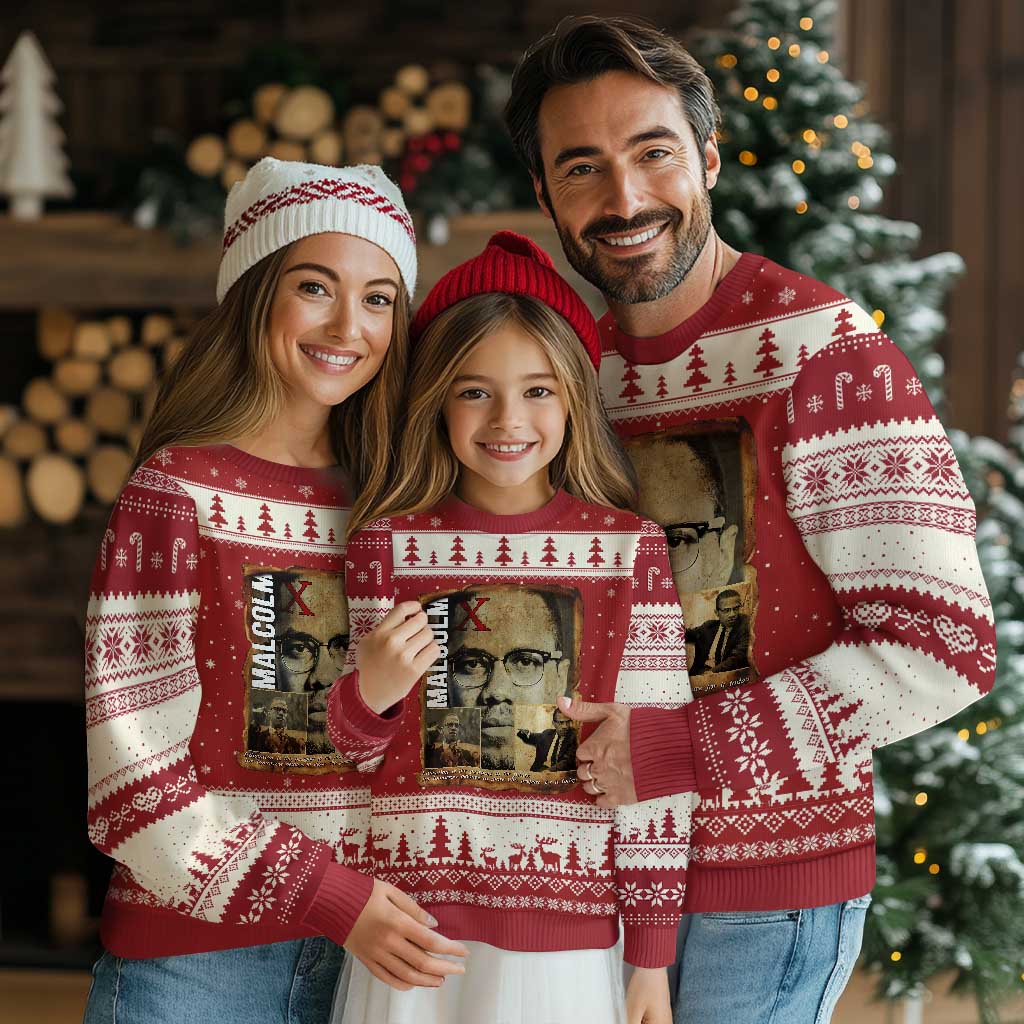 Education Is The Passport To The Future Ugly Christmas Sweater Malcolm X Quote TS12 Red Beige Print Your Wear