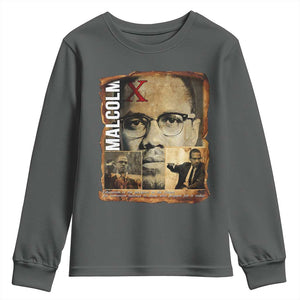 Education Is The Passport To The Future Youth Sweatshirt Malcolm X Quote TS12 Dark Heather Print Your Wear