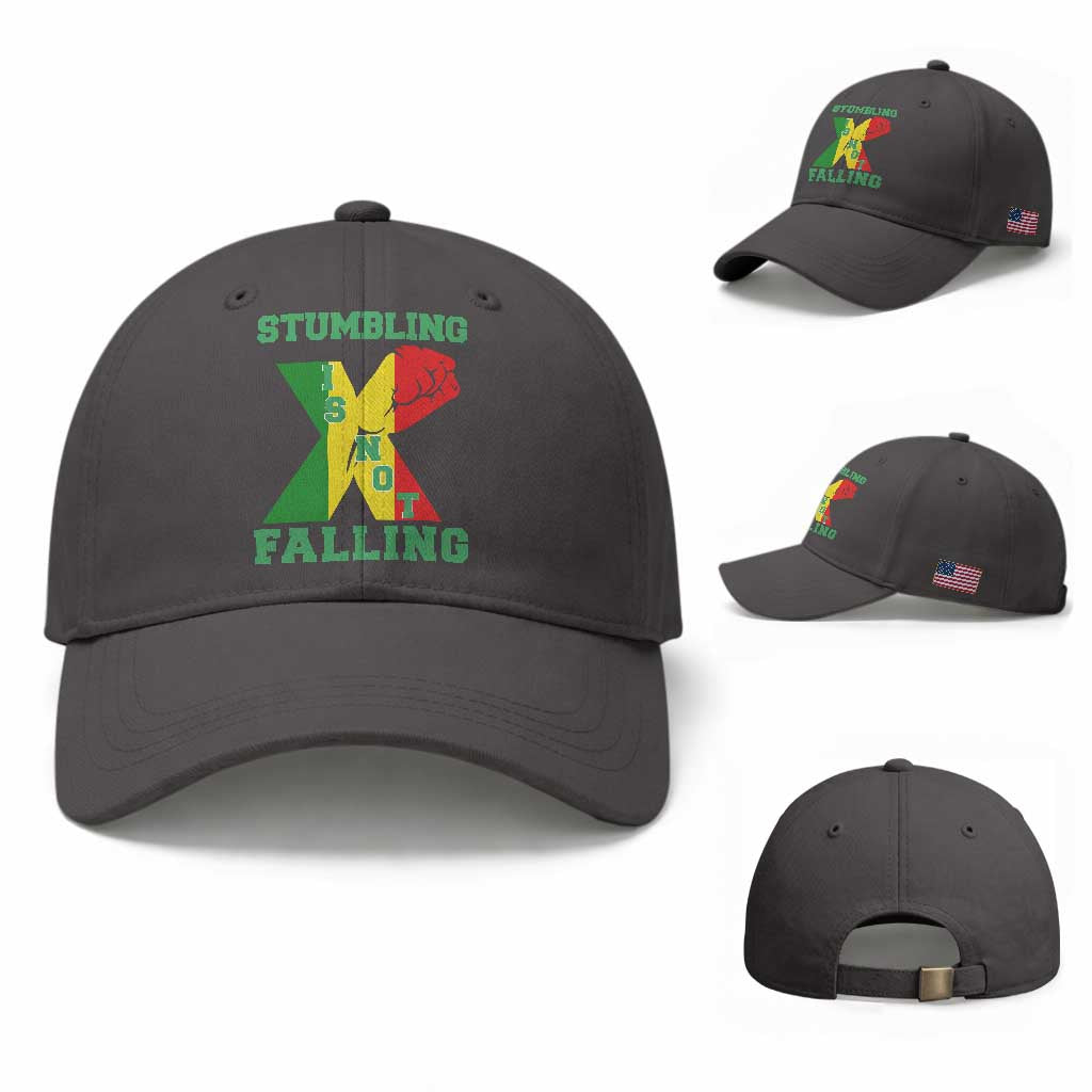 Stumbling Is Not Falling Baseball Cap African American Black History Month TS12 Baseball Cap Universal Fit Dark Gray Print Your Wear