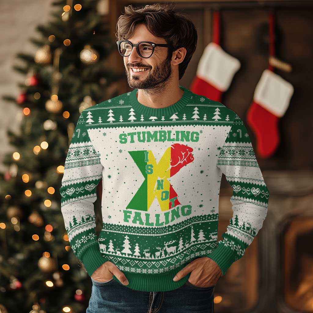 Stumbling Is Not Falling Ugly Christmas Sweater African American Black History Month TS12 Beige Green Print Your Wear