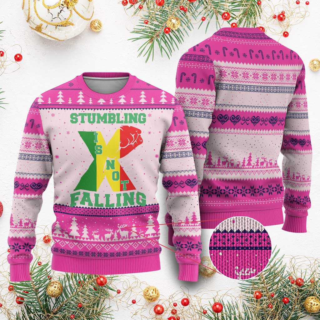 Stumbling Is Not Falling Ugly Christmas Sweater African American Black History Month TS12 Hot Pink Print Your Wear