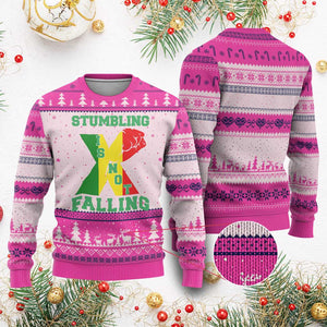 Stumbling Is Not Falling Ugly Christmas Sweater African American Black History Month TS12 Hot Pink Print Your Wear