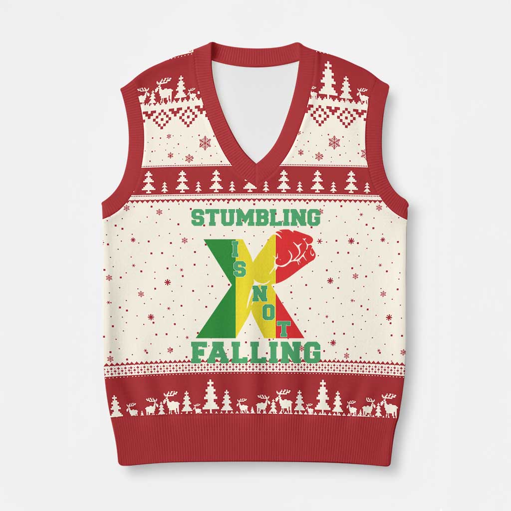 Stumbling Is Not Falling V-Neck Knit Sweater Vest African American Black History Month TS12 Beige Red Print Your Wear