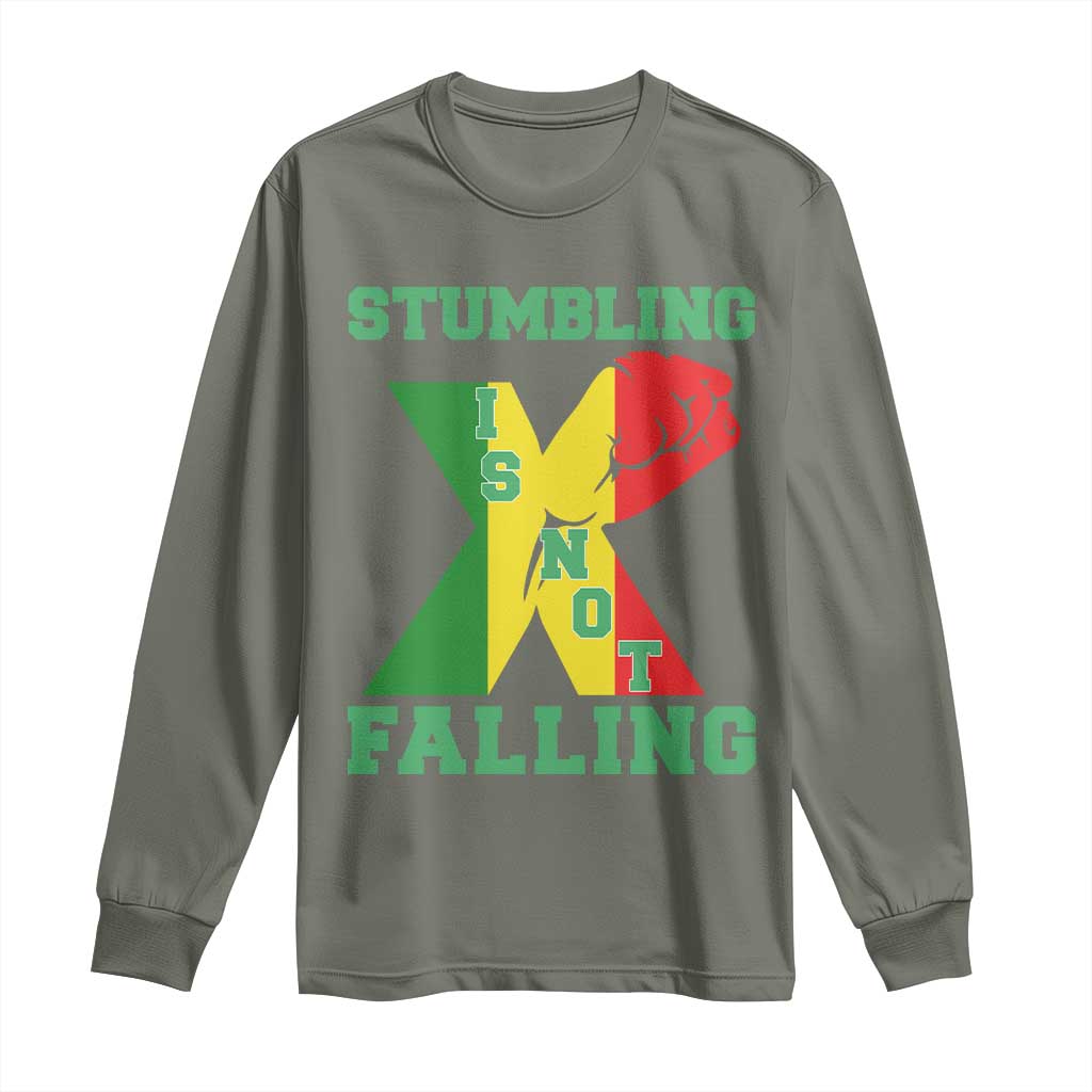Stumbling Is Not Falling Long Sleeve Shirt African American Black History Month TS12 Military Green Print Your Wear