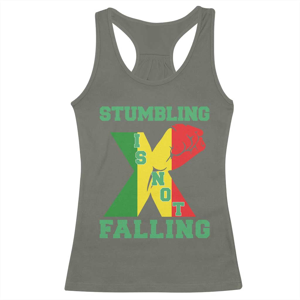 Stumbling Is Not Falling Racerback Tank Top African American Black History Month TS12 Military Green Print Your Wear