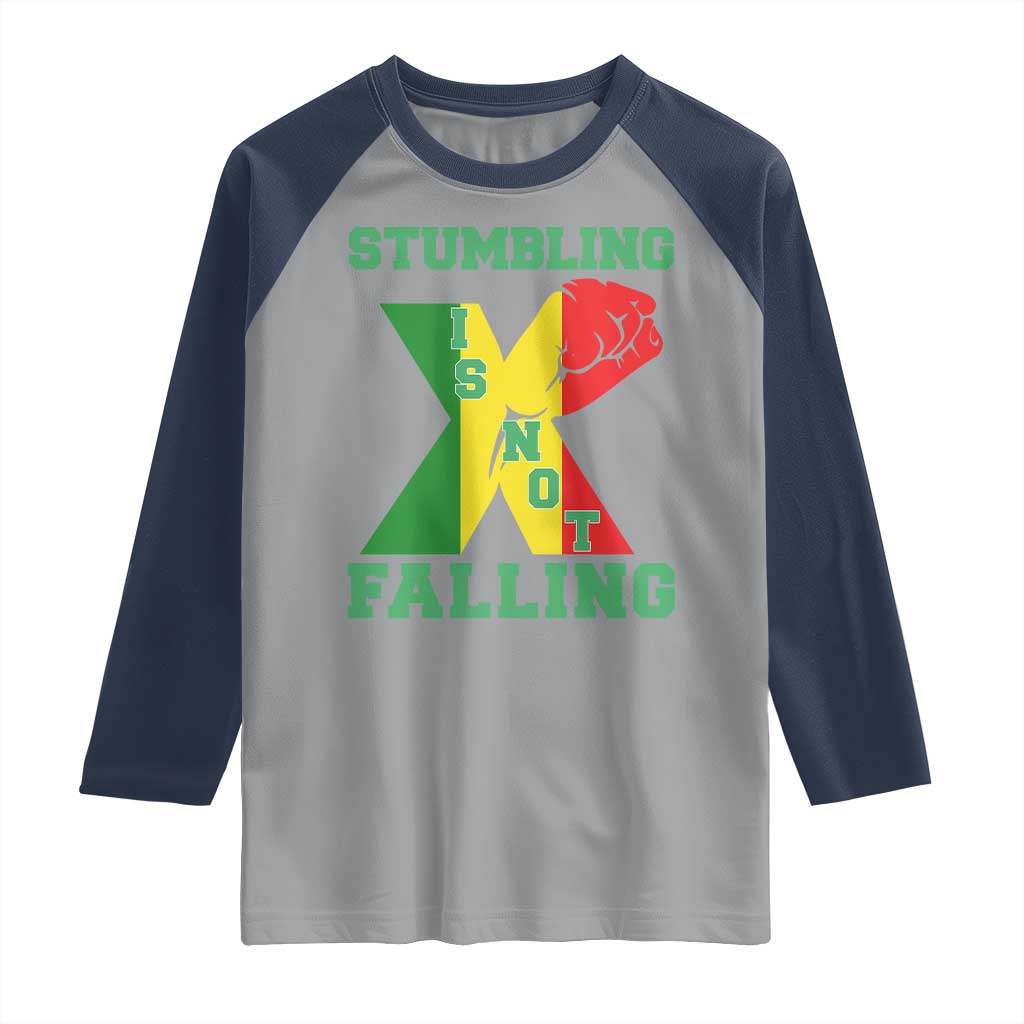 Stumbling Is Not Falling Raglan Shirt African American Black History Month TS12 Sport Gray Navy Print Your Wear