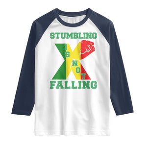 Stumbling Is Not Falling Raglan Shirt African American Black History Month TS12 White Navy Print Your Wear
