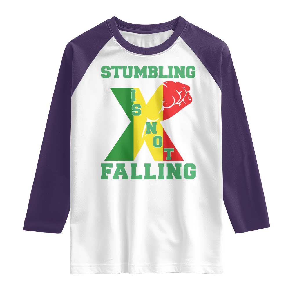 Stumbling Is Not Falling Raglan Shirt African American Black History Month TS12 White Purple Print Your Wear