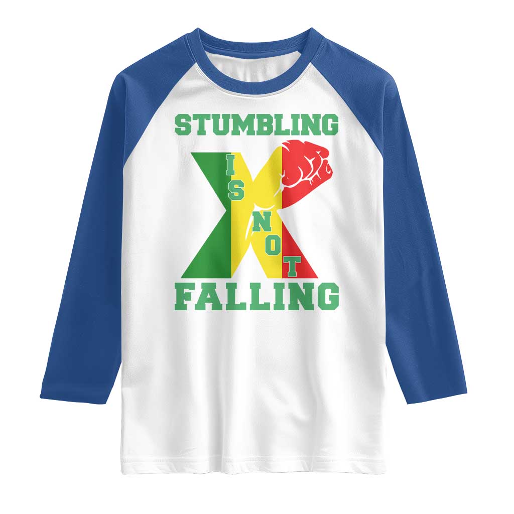 Stumbling Is Not Falling Raglan Shirt African American Black History Month TS12 White Royal Print Your Wear