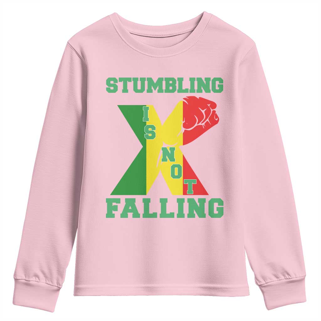 Stumbling Is Not Falling Youth Sweatshirt African American Black History Month TS12 Light Pink Print Your Wear