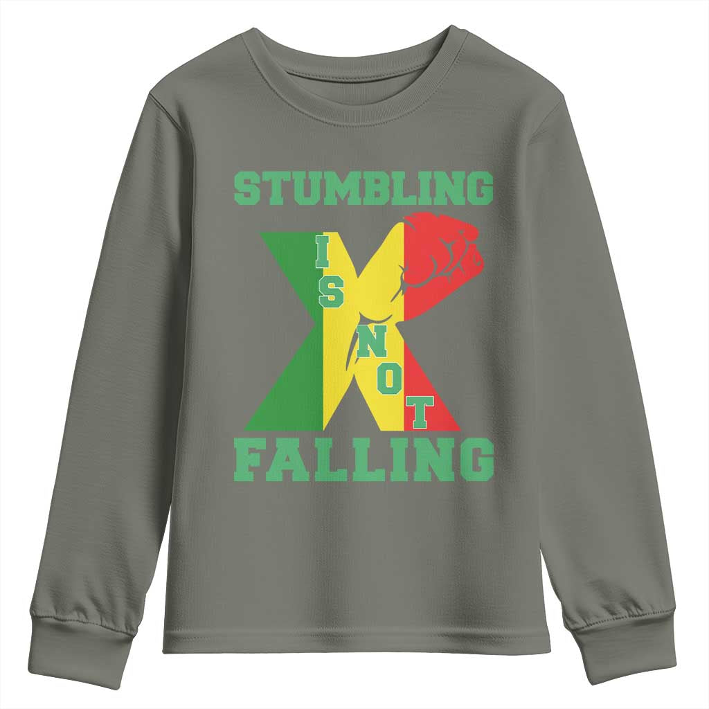 Stumbling Is Not Falling Youth Sweatshirt African American Black History Month TS12 Military Green Print Your Wear
