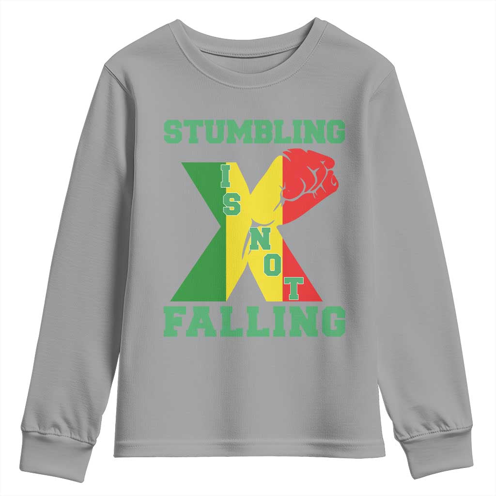 Stumbling Is Not Falling Youth Sweatshirt African American Black History Month TS12 Sport Gray Print Your Wear