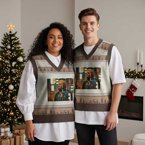 Lead Like Harriet V-Neck Knit Sweater Vest Black History Month Juneteenth Quote TS12 Mocha Mousse Print Your Wear