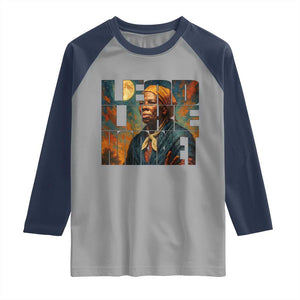 Lead Like Harriet Raglan Shirt Black History Month Juneteenth Quote TS12 Sport Gray Navy Print Your Wear