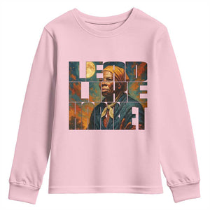 Lead Like Harriet Youth Sweatshirt Black History Month Juneteenth Quote TS12 Light Pink Print Your Wear