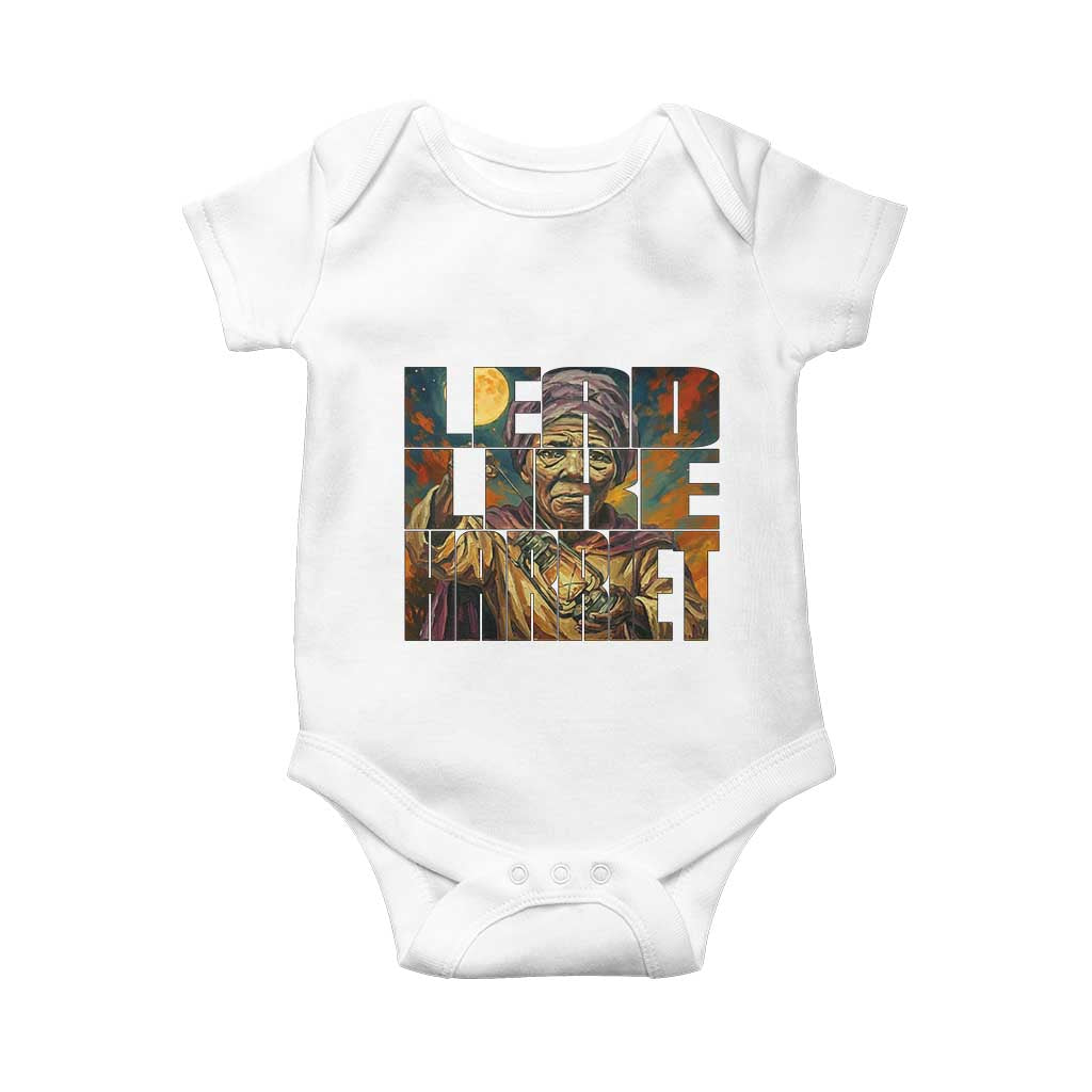 Lead Like Harriet Baby Onesie Black Women Leadership Quote TS12 White Print Your Wear