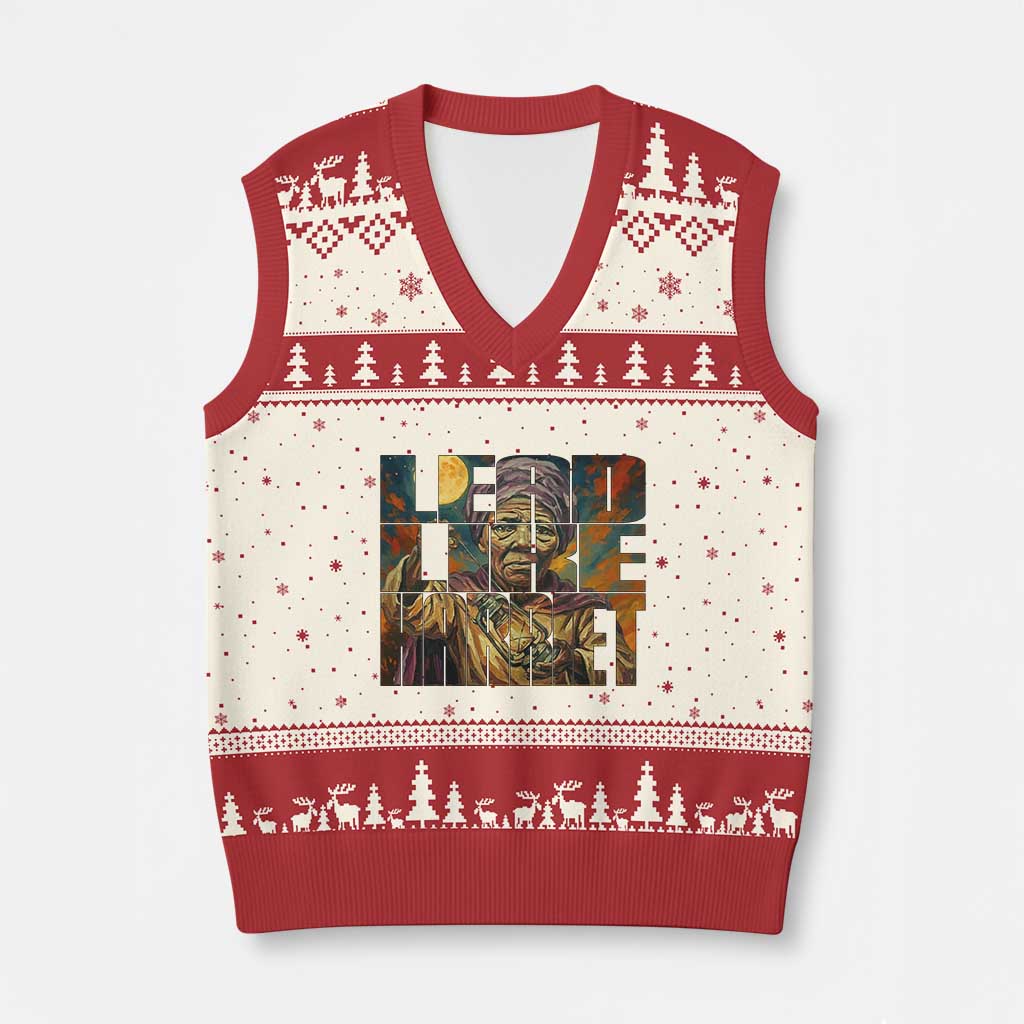 Lead Like Harriet V-Neck Knit Sweater Vest Black Women Leadership Quote TS12 Beige Red Print Your Wear