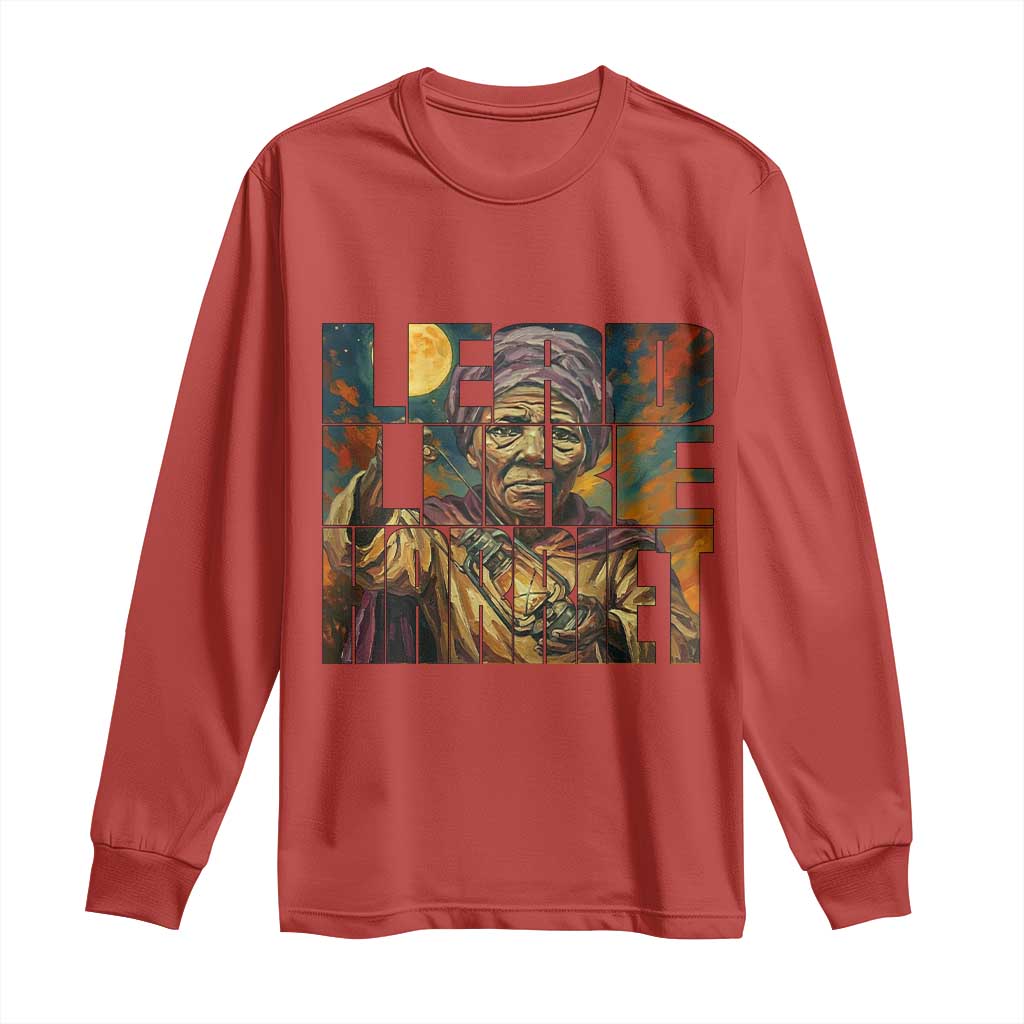 Lead Like Harriet Long Sleeve Shirt Black Women Leadership Quote TS12 Red Print Your Wear