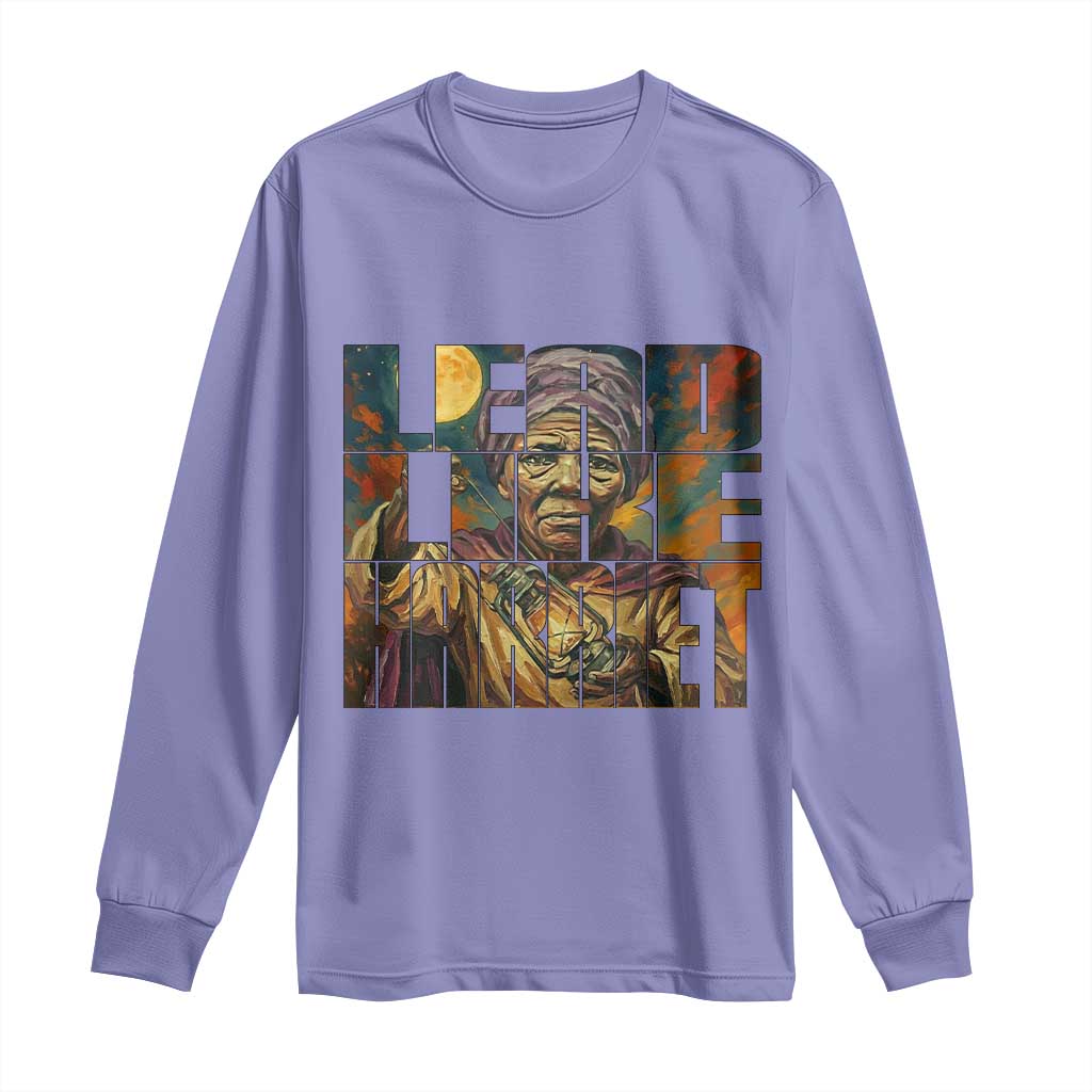 Lead Like Harriet Long Sleeve Shirt Black Women Leadership Quote TS12 Violet Print Your Wear