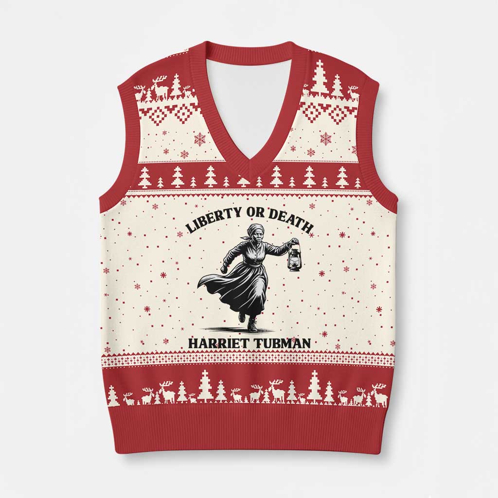 Liberty Or Death V-Neck Knit Sweater Vest Harriet Tubman Quote TS12 Beige Red Print Your Wear