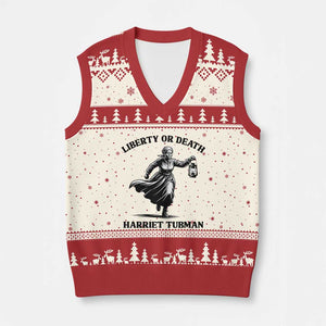 Liberty Or Death V-Neck Knit Sweater Vest Harriet Tubman Quote TS12 Beige Red Print Your Wear