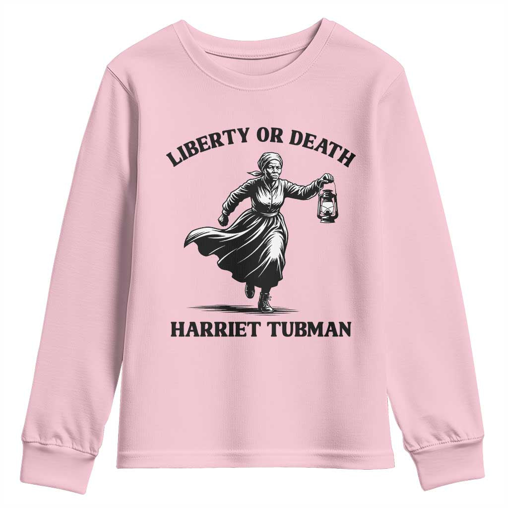 Liberty Or Death Youth Sweatshirt Harriet Tubman Quote TS12 Light Pink Print Your Wear