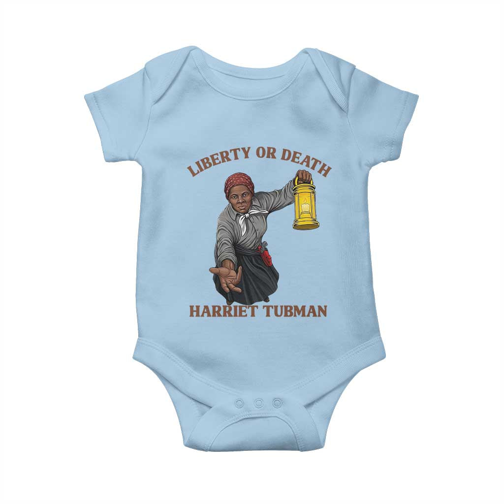 Harriet Tubman Freedom Quote Baby Onesie Liberty Or Death TS12 Light Blue Print Your Wear