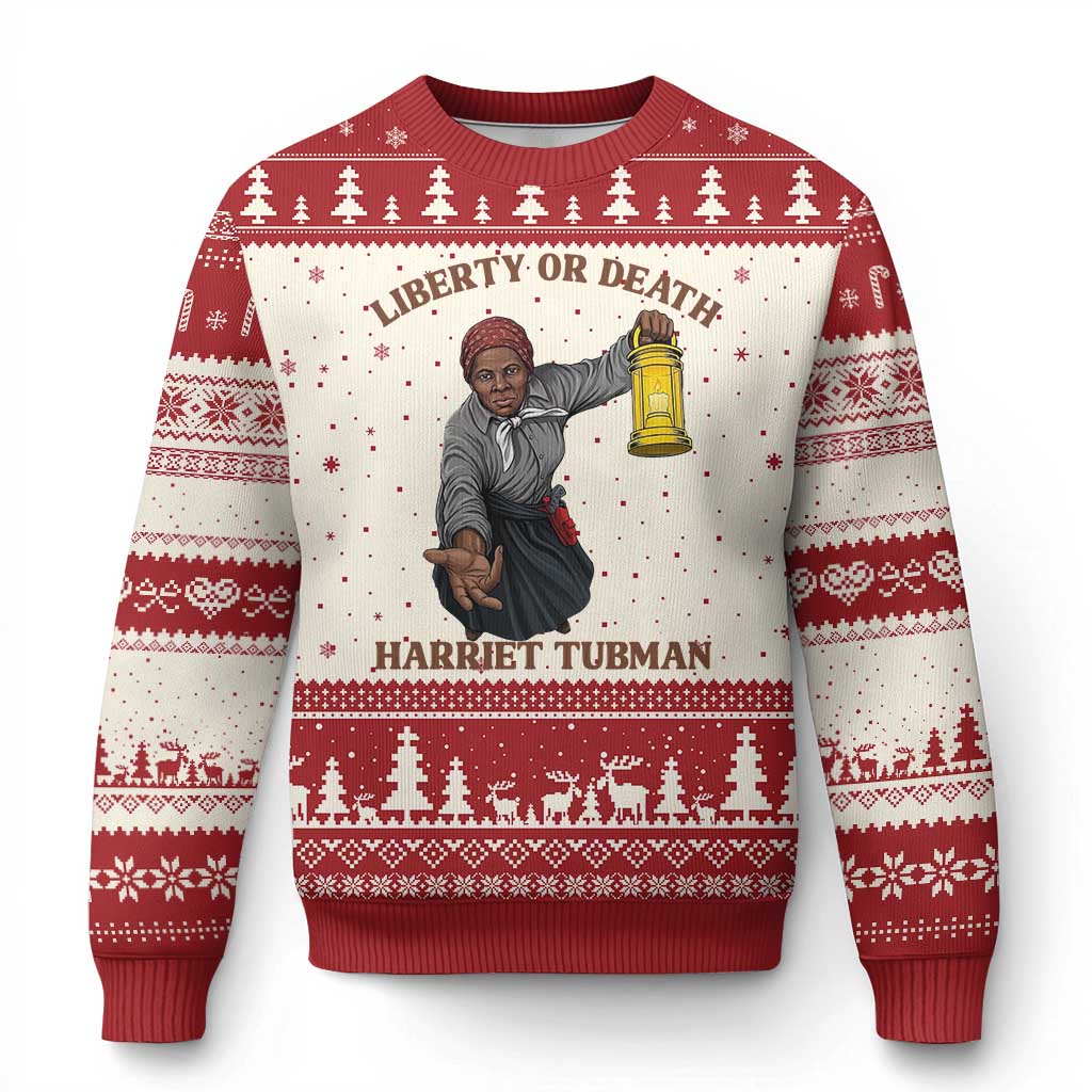 Harriet Tubman Freedom Quote Ugly Christmas Sweater Liberty Or Death TS12 Beige Red Print Your Wear