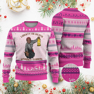 Harriet Tubman Freedom Quote Ugly Christmas Sweater Liberty Or Death TS12 Hot Pink Print Your Wear