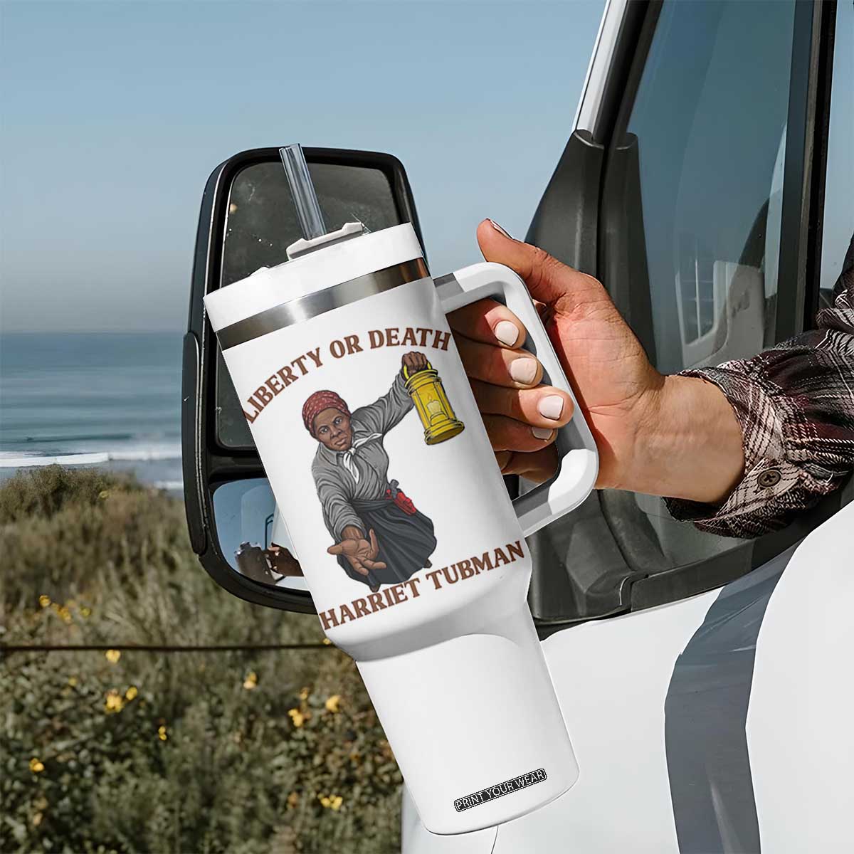 Harriet Tubman Freedom Quote Tumbler With Handle Liberty Or Death TS12 Print Your Wear