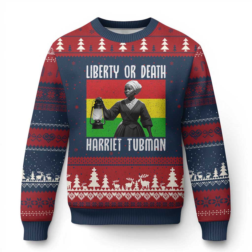 Harriet Tubman Women Leadership Ugly Christmas Sweater Liberty Or Death TS12 Navy Red Print Your Wear
