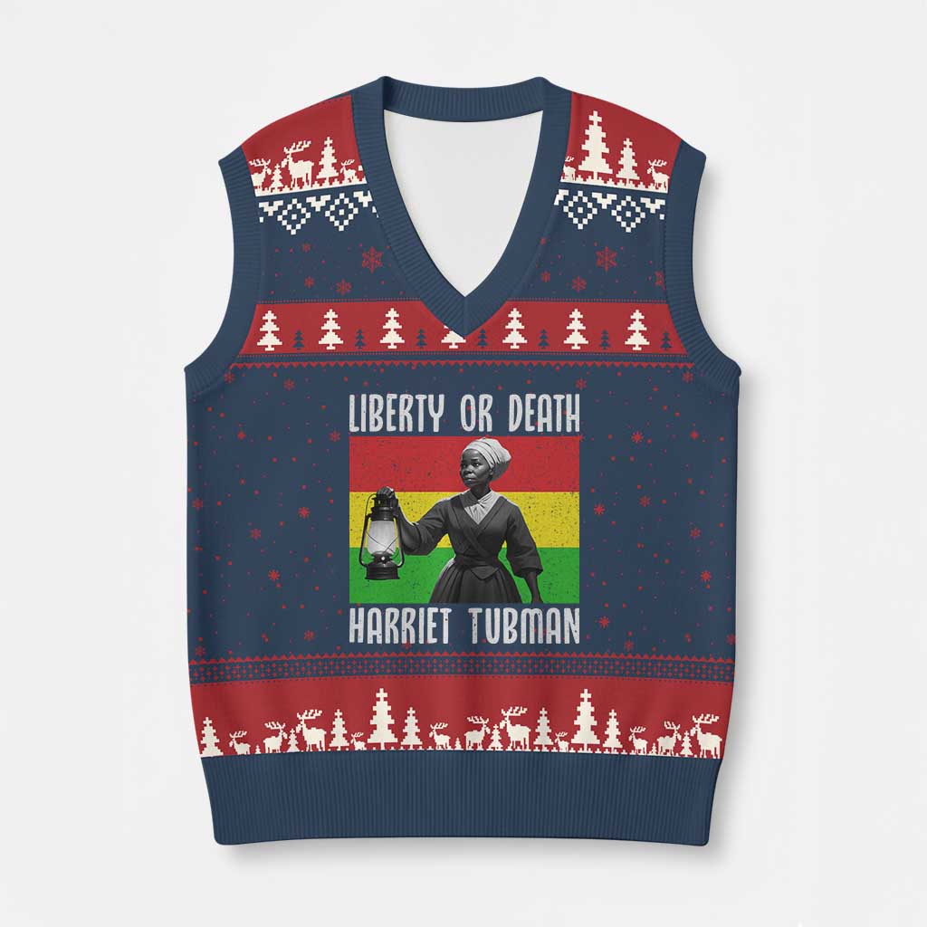 Harriet Tubman Women Leadership V-Neck Knit Sweater Vest Liberty Or Death TS12 Navy Red Print Your Wear