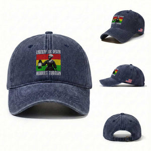 Harriet Tubman Women Leadership Washed Cotton Baseball Cap Liberty Or Death TS12 Washed Cap Universal Fit Navy Print Your Wear