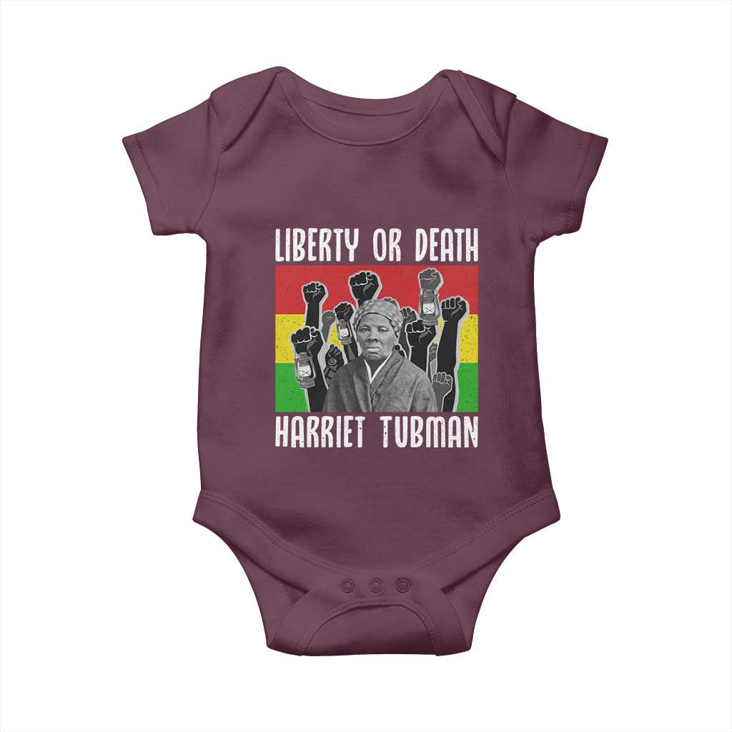 Harriet Tubman Baby Onesie Liberty Or Death Women Empowerment Quote TS12 Maroon Print Your Wear