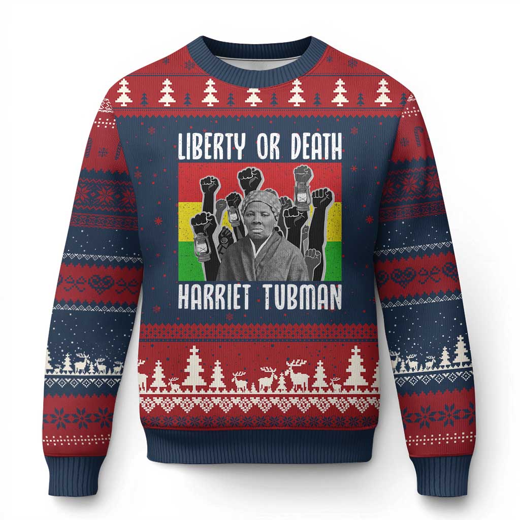 Harriet Tubman Ugly Christmas Sweater Liberty Or Death Women Empowerment Quote TS12 Navy Red Print Your Wear