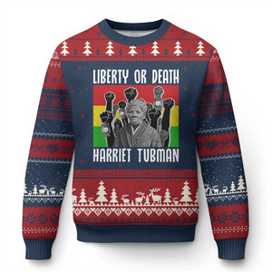 Harriet Tubman Ugly Christmas Sweater Liberty Or Death Women Empowerment Quote TS12 Navy Red Print Your Wear
