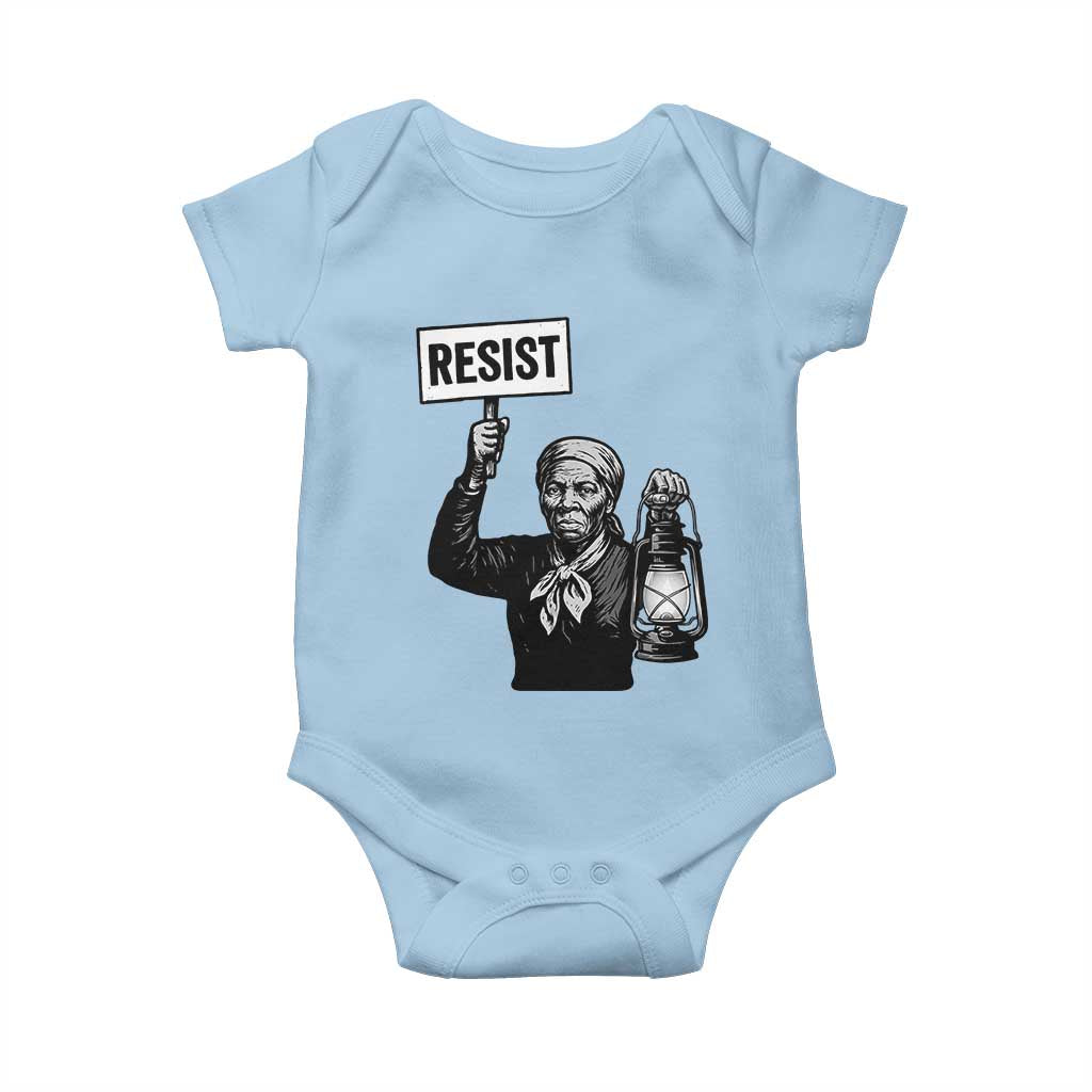 Harriet Tubman Says Resist Baby Onesie Women Empowerment Quote TS12 Light Blue Print Your Wear