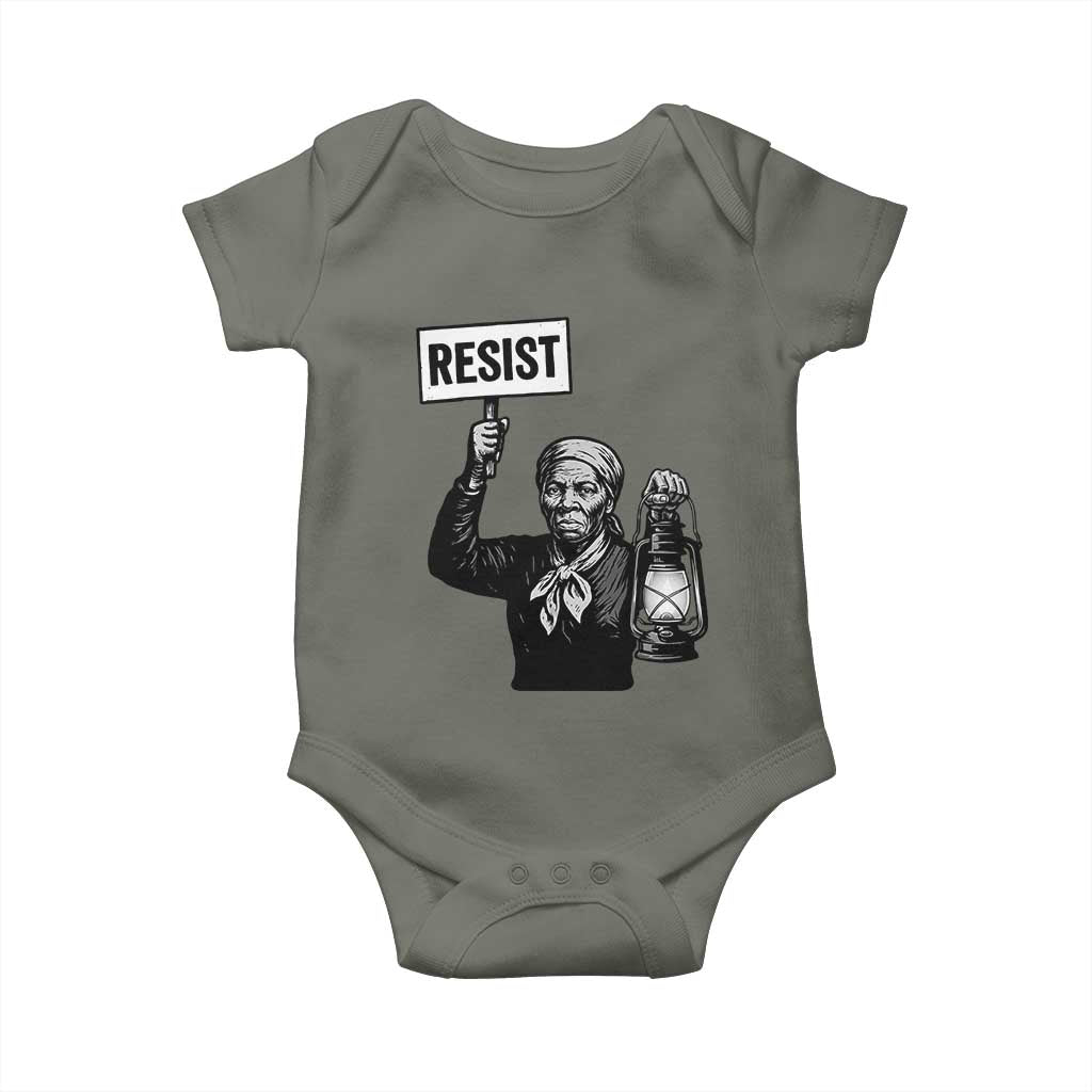 Harriet Tubman Says Resist Baby Onesie Women Empowerment Quote TS12 Military Green Print Your Wear