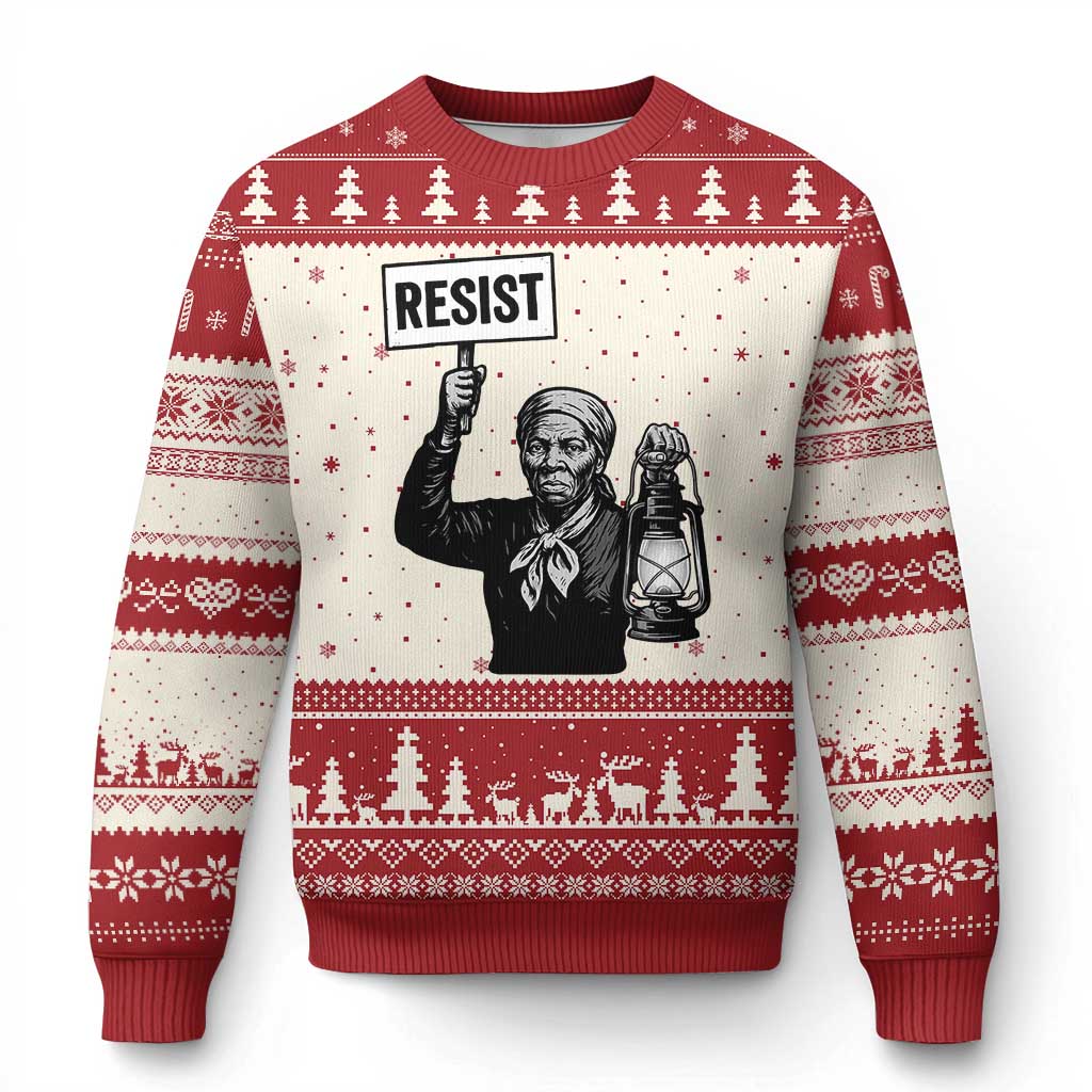 Harriet Tubman Says Resist Ugly Christmas Sweater Women Empowerment Quote TS12 Beige Red Print Your Wear