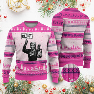 Harriet Tubman Says Resist Ugly Christmas Sweater Women Empowerment Quote TS12 Hot Pink Print Your Wear