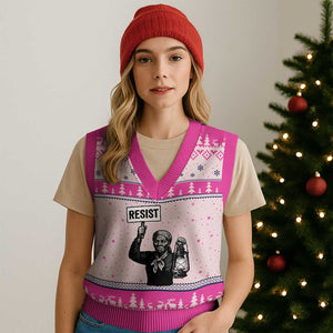 Harriet Tubman Says Resist V-Neck Knit Sweater Vest Women Empowerment Quote TS12 Hot Pink Print Your Wear